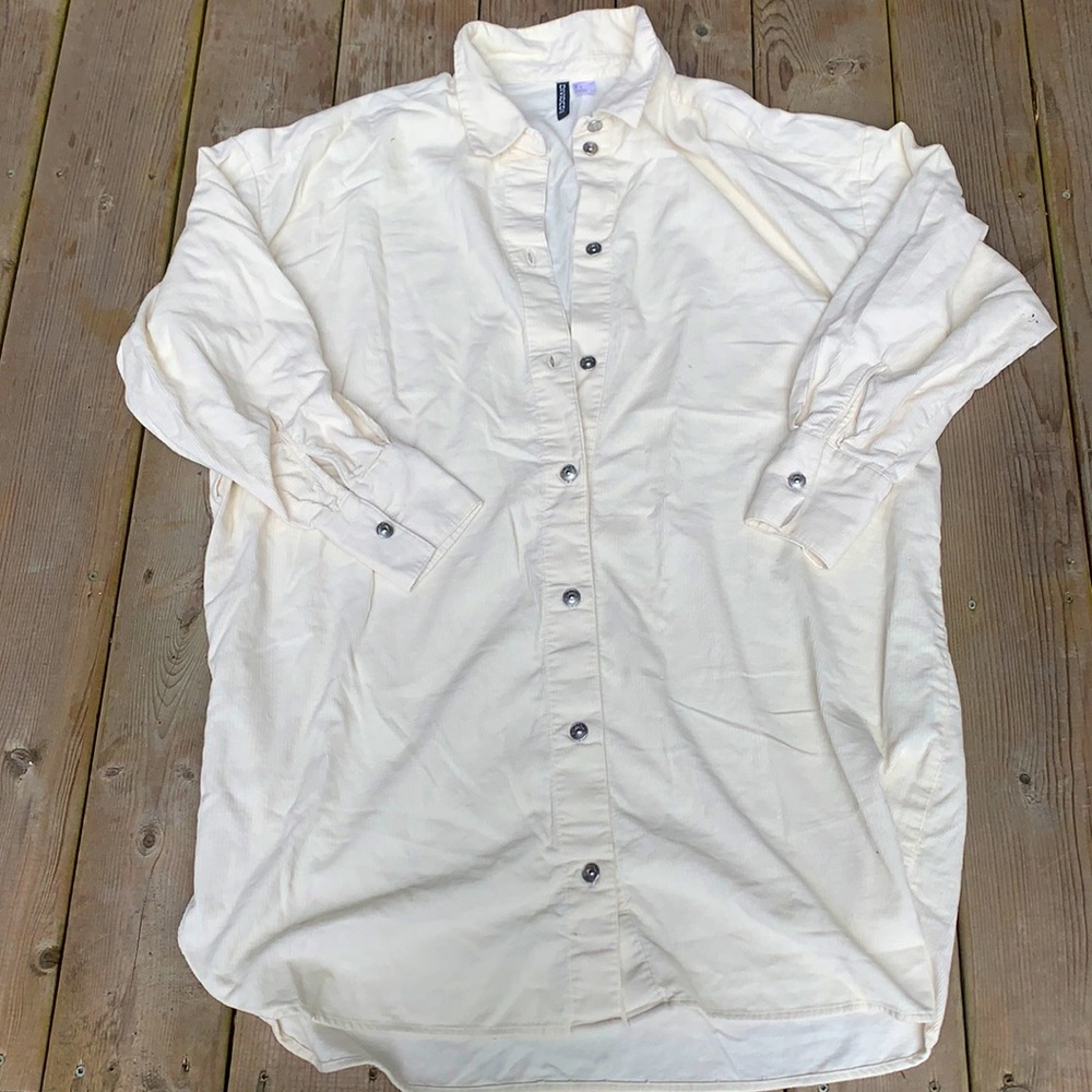 Women's Cream Button-Front Shirt Dress